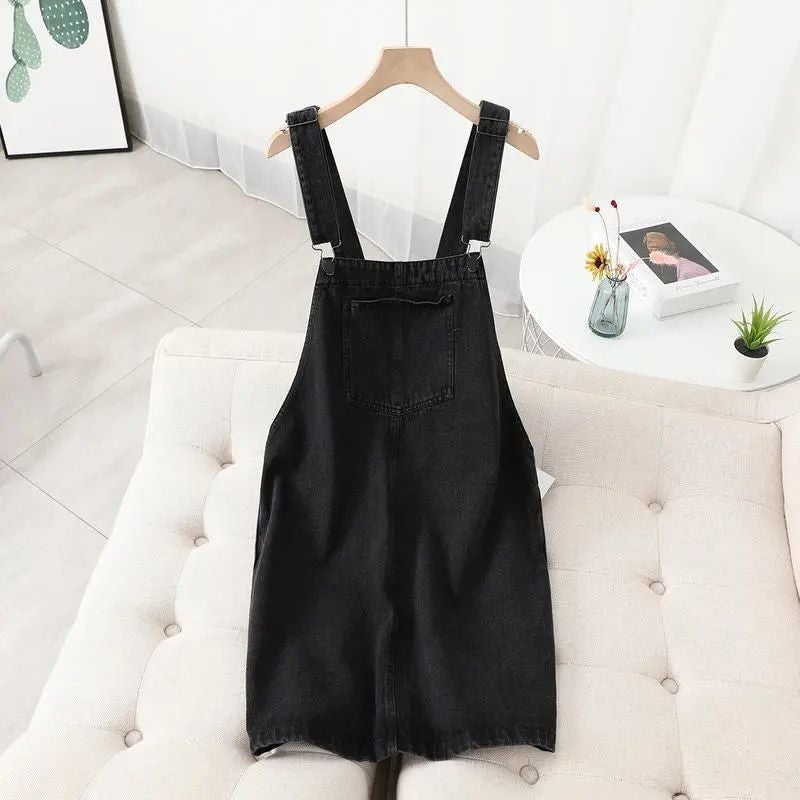 Denim Suspender Skirt for Women, Summer Suspender Dress, Slimming Look Suspender Skirt, Stylish Sleeveless A-Line Short Skirt Black [version]