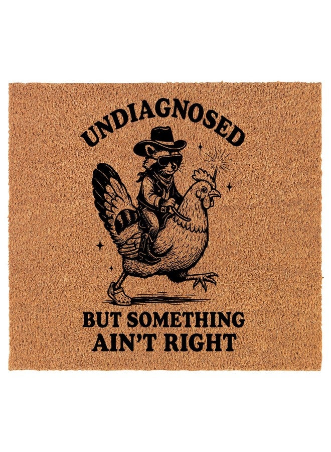 mip Welcome Doormat Coco Coir Door Mat Gift Undiagnosed But Something Aint Right Cowboy Raccoon Chicken Funny (30" x 18") - Image 1