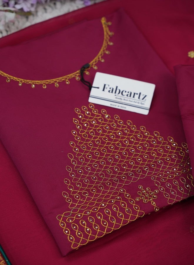 Fabcartz طقم ليهينغا تشولي نصف ساري غير مخيط بتصميم جنوب هندي جميل من فاب كارتز، مع بلوزة مطرزة وشال للنساء | PL266 (خردلي) - Image 4