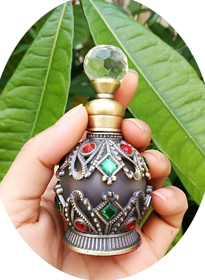 زجاجة عطر من الزجاج العتيق سعة 15 مل، زجاجة عطر عتيقة قابلة لإعادة الملء من الكريستال والأحجار الكريمة لتزيين المنزل والزفاف، زجاجة عطر كريستالية - Image 3