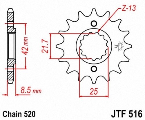 JT Sprockets JTF516.14 14T Steel Front Sprocket - Image 2