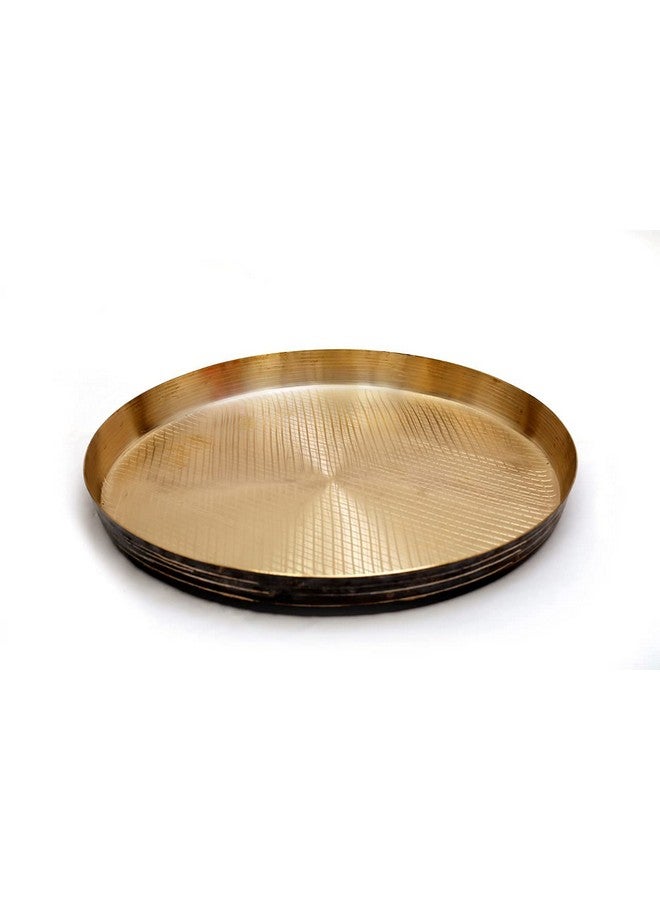 RJ kitchenware Store Bronze Metal thali Handmade Pooja Thali Handmade Kansi Plates Bell Bronze Metal Tray Pooja Thali (800 g, Bronze) - Image 2