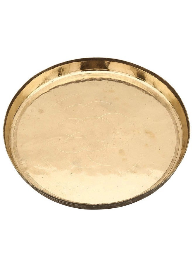 RJ kitchenware Store Bronze Metal thali Handmade Pooja Thali Handmade Kansi Plates Bell Bronze Metal Tray Pooja Thali (800 g, Bronze) - Image 1