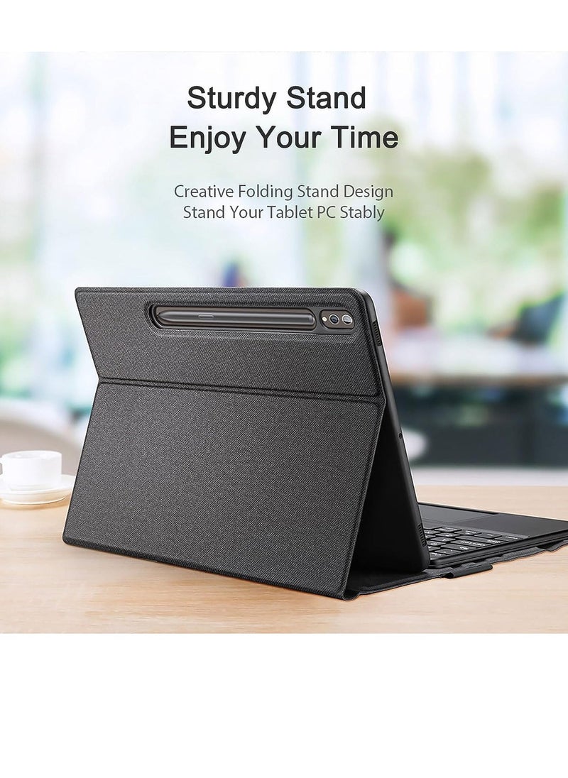 ELTRAZONE Keyboard Case for Samsung Galaxy Tab S9 Plus 12.4 Inch 2023 | Premium PU Leather Cover, Detachable Bluetooth Keyboard with Smart Trackpad, Magnetic Adsorption, Slim & Stylish Protection - Image 2