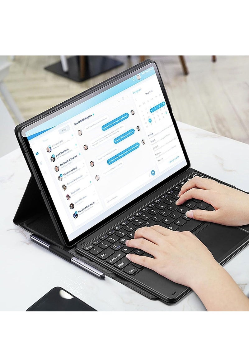 ELTRAZONE Keyboard Case for Samsung Galaxy Tab S9 Plus 12.4 Inch 2023 | Premium PU Leather Cover, Detachable Bluetooth Keyboard with Smart Trackpad, Magnetic Adsorption, Slim & Stylish Protection - Image 4