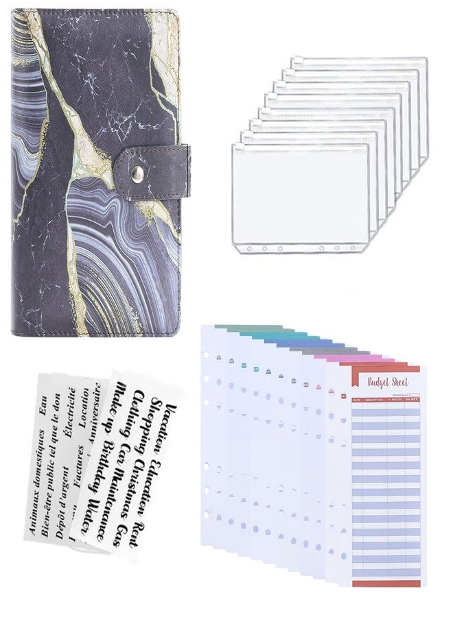 Bolony 3D Starring Sky Budget Binder A6 Planner Money Saver with Zipper Cash Envelopes Sheet and Stickers for Budgeting -004BK - Image 2
