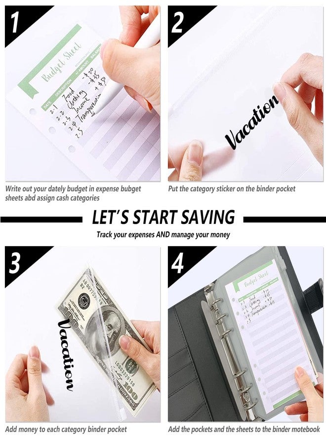 Bolony 3D Starring Sky Budget Binder A6 Planner Money Saver with Zipper Cash Envelopes Sheet and Stickers for Budgeting -004BK - Image 5