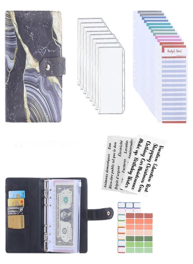 Bolony 3D Starring Sky Budget Binder A6 Planner Money Saver with Zipper Cash Envelopes Sheet and Stickers for Budgeting -004BK - Image 1