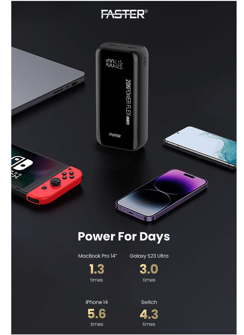 Faster - 30000 mAh Power Bank - 22.5W Fast Charging Portable Charger - Laptop Mobile Charger Portable with 2 USB A Ports & 1 USB C Port - Battery Pack For Laptop MacBook Dell iPhone Samsung - Compact Design with Digital Display - Image 1
