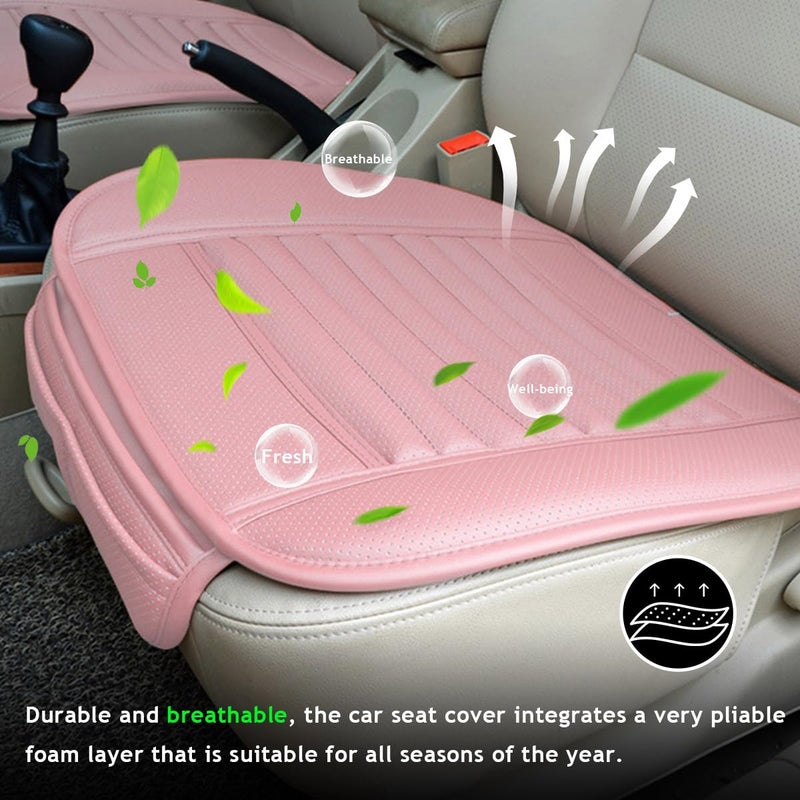 DXNQ Car Seat Cover, Leather Car Interior Front Bottom Seat Covers with Storage Pocket, Comfortable Anti-Slip Seat Cushion Covers for Car SUV Truck and Van, Car Accessories (Pink) - Image 4