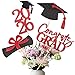 Cyunda 20 PCS Graduation Decorations Class of 2026 Black and Red DoubleSided Centerpieces Grad Cap Sticks Table Toppers Graduation Party Decorations - Image 3