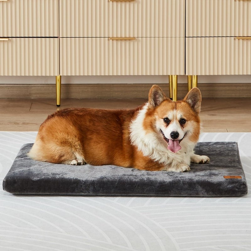 LIORCE Memory Foam Dog Crate Pad - Medium Dog Bed Mat For Crate with Removable Washable Cover and Waterproof Lining - Orthopedic Pet Bed Mat For Medium Size Dog - Designed for 30-inch Dog Crates, Grey - Image 1