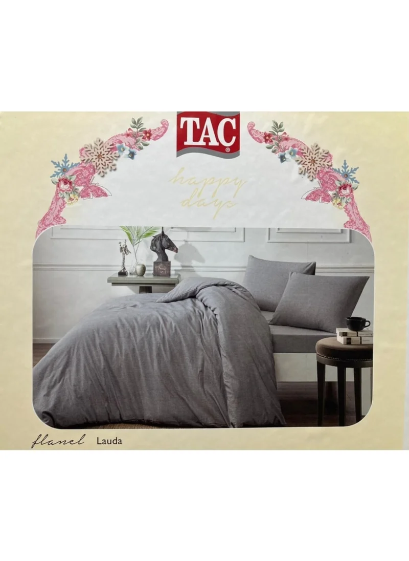 Taç New Flannel (Flanel) 100% Cotton Lauda Gray Double Duvet Cover Set