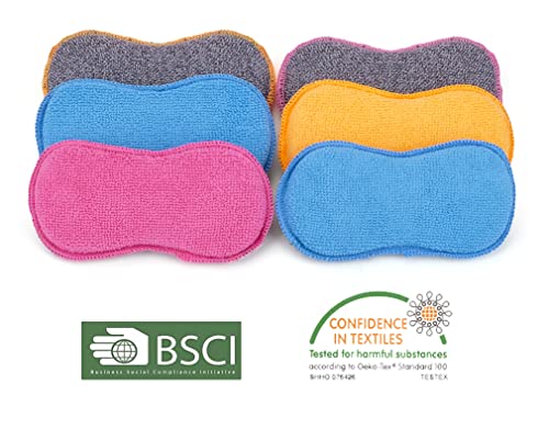 UPSTAR Dish Sponges Kitchen, Microfiber Cleaning Scrubber for Dishwashing, Sink, Basin and Multi-Pupose, Non-Scratch Pack of 6 - Image 5