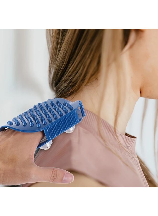 Blue Handheld 7 Metal Ball Massage Roller for Muscle Back Neck Pain Relief - Image 2