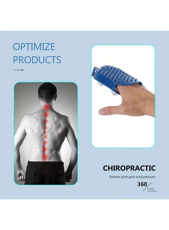 Blue Handheld 7 Metal Ball Massage Roller for Muscle Back Neck Pain Relief - Image 4