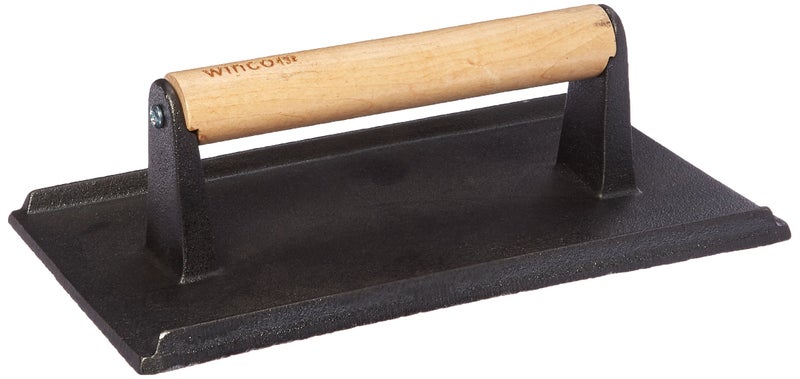 Winco Cast Iron Steak Weight, 5.25-Inch by 9-Inch,Black, Tan, Medium