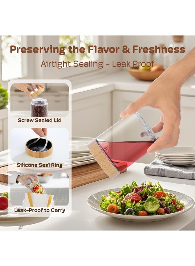 كيلا عبوة من 4 عبوات من الشوفان الليلي سعة 10 أونصات مع أغطية من الخيزران، برطمانات زجاجية بأغطية محكمة الغلق لتحضير الوجبات، برطمانات سلطة ماسون واسعة الفم، حاوية زجاجية لتخزين الطعام للزبادي والوجبات الخفيفة والشيا والتوابل والسكر - Image 4