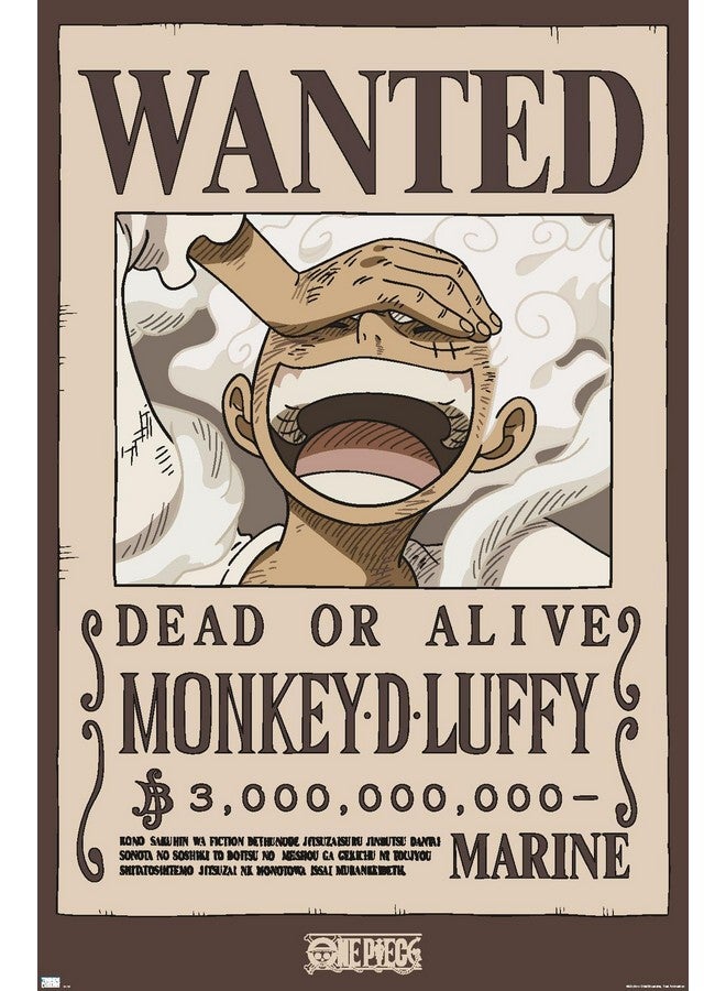 تريندز إنترناشونال ملصق حائط من Trends International One Piece - Monkey D Luffy Wanted، مقاس 22.37 بوصة × 34.00 بوصة، نسخة بدون إطار - Image 1