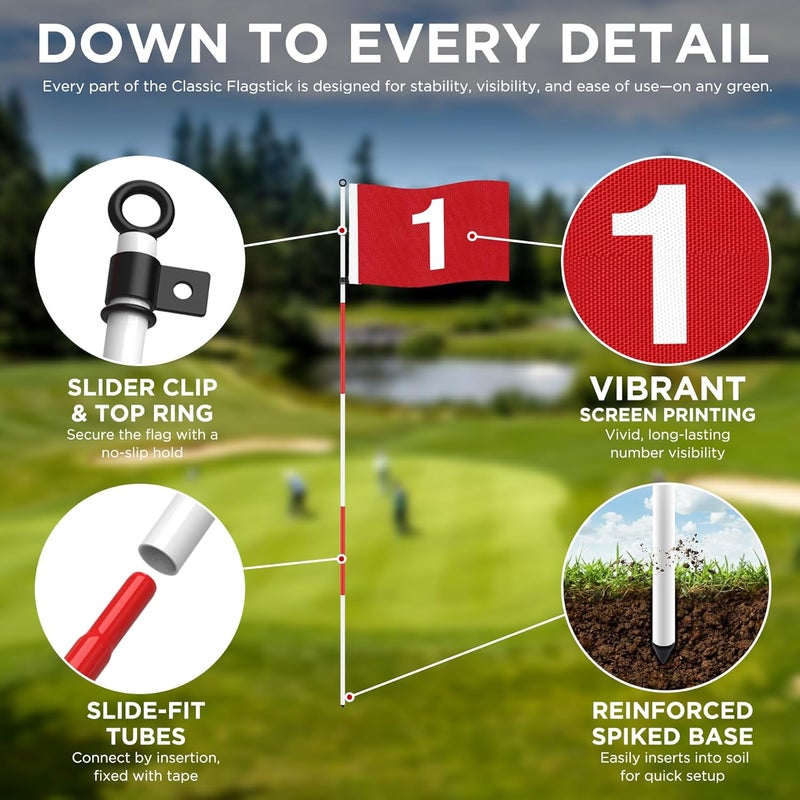 KINGTOP Golf Flagstick 6ft, Portable Five-Section Design for Backyard Practice Putting Green, Driving Range Golf Pin Flag Hole Cup Set, Gift Idea - Image 3