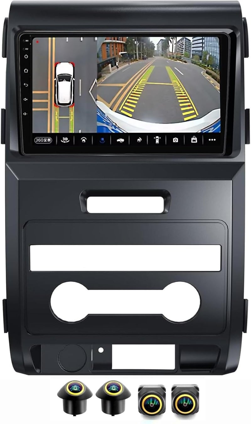 فيريكس ستيريو سيارة فورد F150 F150 شاشة أندرويد 2009-2014 مع CarPlay لاسلكي Android Auto، نظام ملاحة GPS، واي فاي، BT، DSP AHD احتياطي (4 + 32 جيجابايت 360D كاميرات) - Image 1