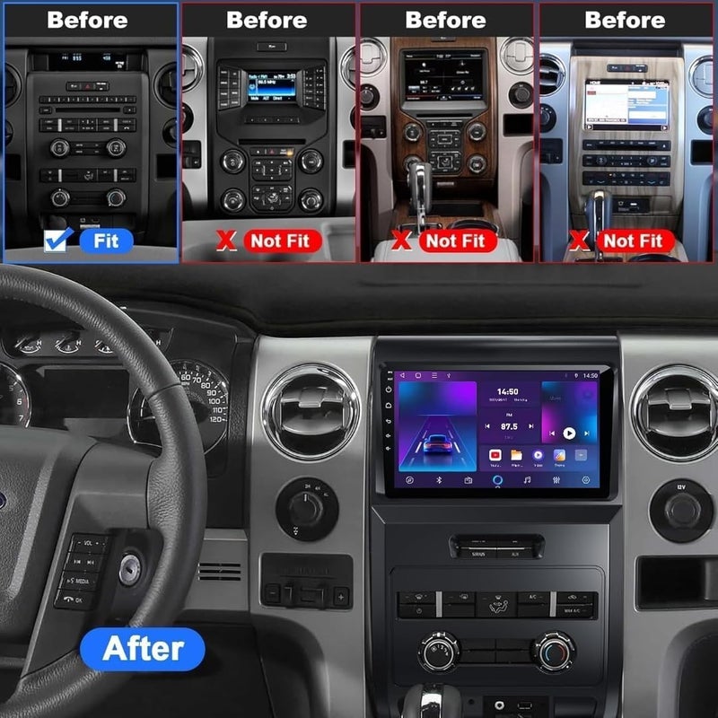 فيريكس ستيريو سيارة فورد F150 F150 شاشة أندرويد 2009-2014 مع CarPlay لاسلكي Android Auto، نظام ملاحة GPS، واي فاي، BT، DSP AHD احتياطي (4 + 32 جيجابايت 360D كاميرات) - Image 3