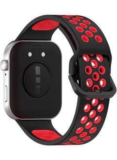 Silicone Strap for Huawei Watch Fit 3 Strap, Nike Breathable Soft Silicone Replacement Strap for Huawei Watch Fit 3 Band Women/Men, Adjustable Waterproof Sports Strap for Huawei Fit3(Black And Red)
