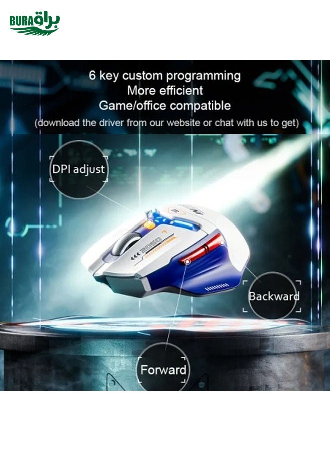 BURAQ Inphic IN9 Tri-mode Wireless Bluetooth Gaming Office Computer Mouse(Blue)  - Image 5