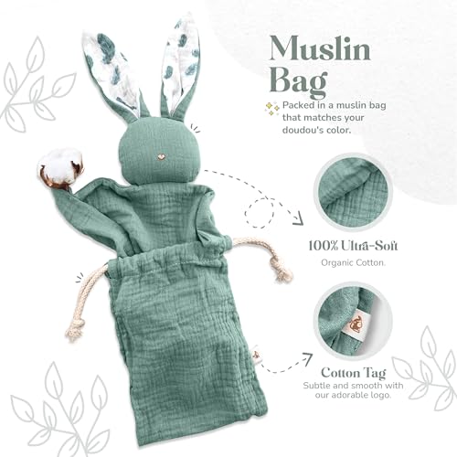 Mikito Organic Cotton Baby Muslin Lovey Bunny - Oeko-TEX & GOTS Certified - Security Blanket & Perfect Loveys for Babies - Unisex New Baby Gift for Ultimate Comfort & Peaceful Dreams - Image 4