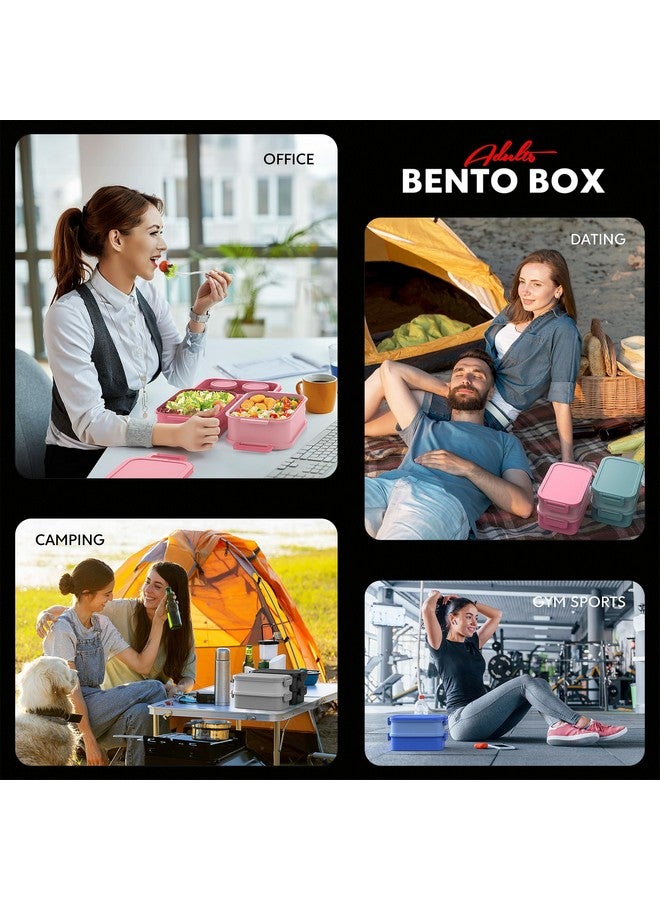 Jelife Adult Bento Box Lunch Box - Large Style Stackable Bento Lunch Box for Adults, 72oz All-in-One 3 Layers Bento Boxes Leak-Proof Lunchbox with Utensil Sauce Containers for Dining Out,Work, Black - Image 4