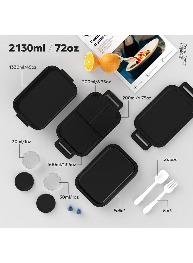 Jelife Adult Bento Box Lunch Box - Large Style Stackable Bento Lunch Box for Adults, 72oz All-in-One 3 Layers Bento Boxes Leak-Proof Lunchbox with Utensil Sauce Containers for Dining Out,Work, Black - Image 3