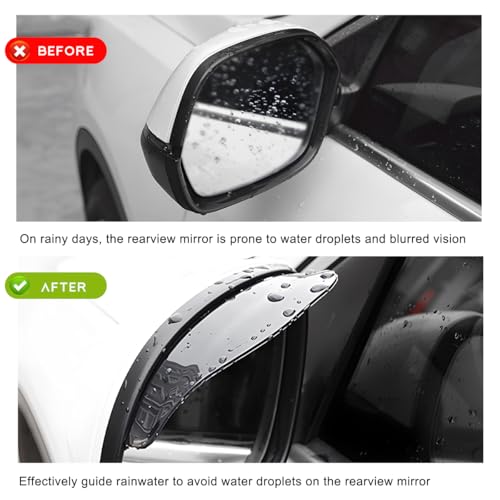 NYTKL 2 PCS Mirror Rain Visor Eyebrow, Rainproof PVC Side Mirror Guards Visor Eyebrow Protector, Auto Exterior Carbon Fiber Rearview Mirrors Rain Cover for Car Truck SUV (Black) - Image 5