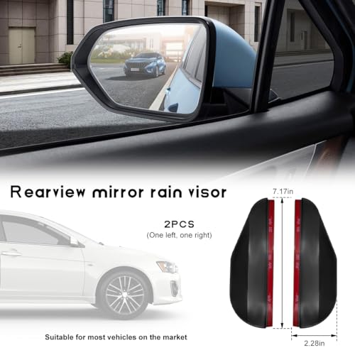 NYTKL 2 PCS Mirror Rain Visor Eyebrow, Rainproof PVC Side Mirror Guards Visor Eyebrow Protector, Auto Exterior Carbon Fiber Rearview Mirrors Rain Cover for Car Truck SUV (Black) - Image 2