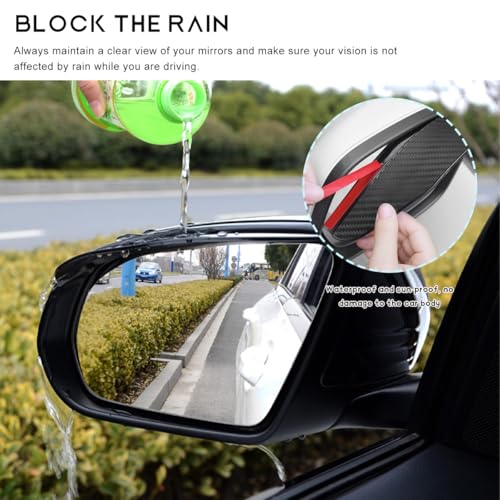 NYTKL 2 PCS Mirror Rain Visor Eyebrow, Rainproof PVC Side Mirror Guards Visor Eyebrow Protector, Auto Exterior Carbon Fiber Rearview Mirrors Rain Cover for Car Truck SUV (Black) - Image 4