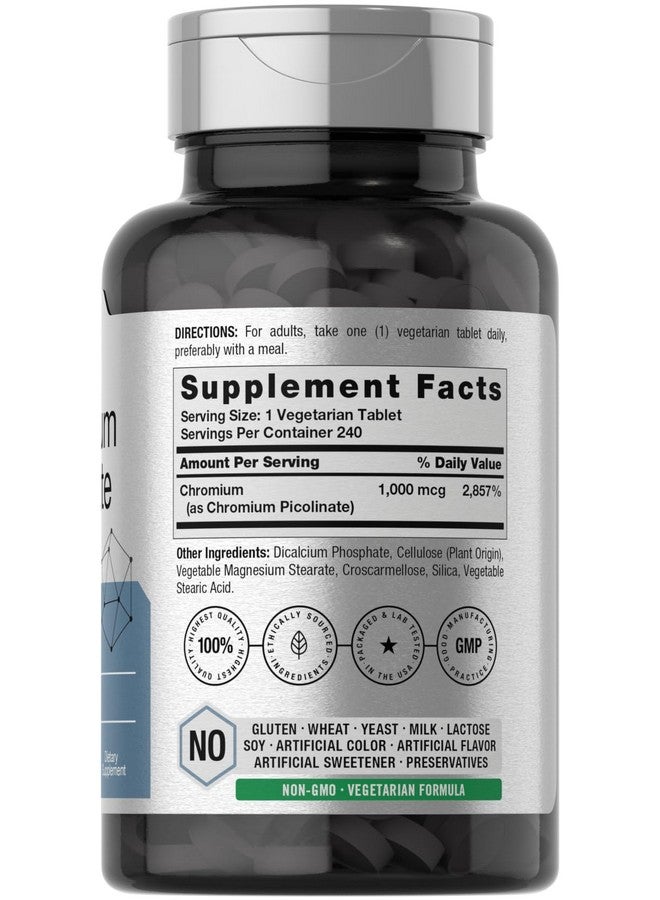 Horbäach Horbaach Chromium Picolinate 1000mcg | 240 Tablets | Vegetarian Formula | Non-GMO, Gluten Free Supplement - Image 2