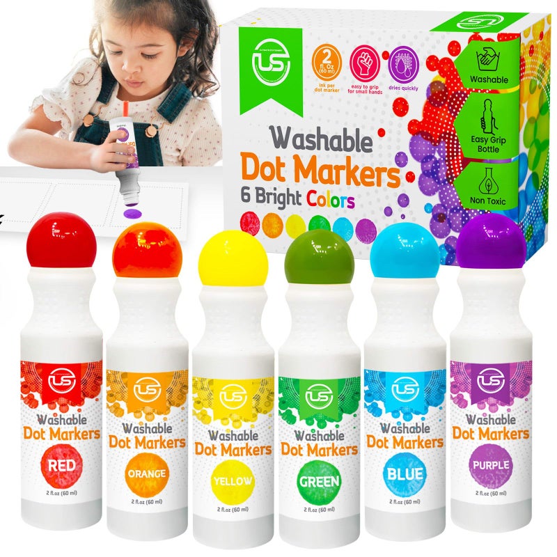 Ultimate Stationery Dot Markers for Toddlers and Kids,6 Color Bingo Daubers, Dot Art Washable Paint for Kids, Bingo Markers, Toddler Arts and Crafts, Kindergarten Classroom Must Haves - Image 1