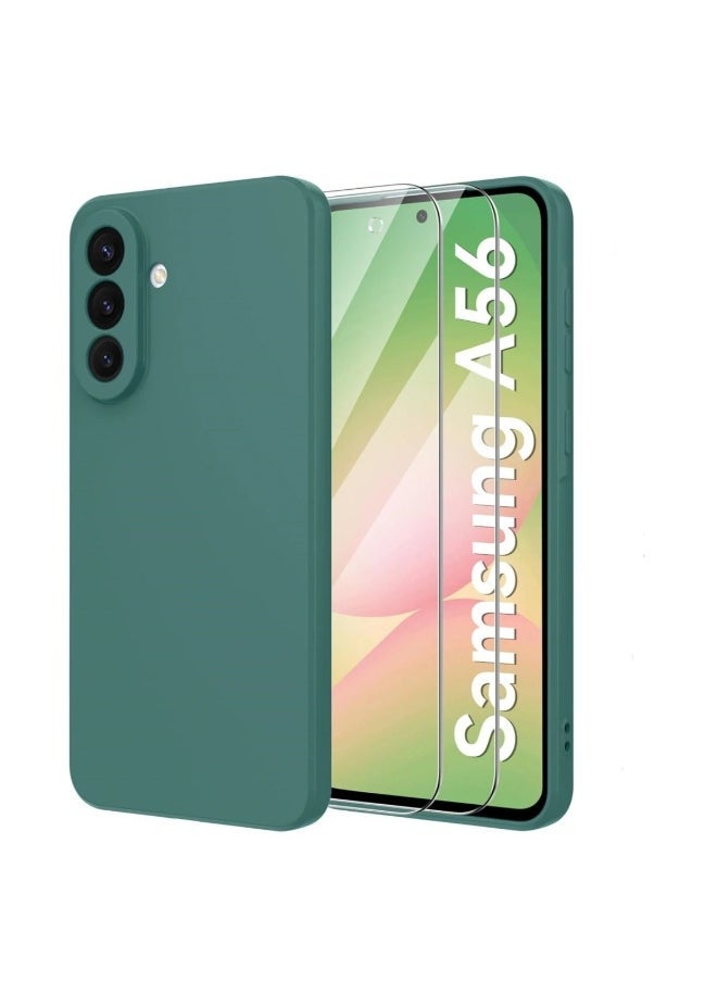 Raxoom Samsung Galaxy A56 Case Cover Silky-Soft Silicone Touch Full-Body Protective Case With 2-Pack Screen Protector 9H Hardness Full HD Glass for Samsung A56 6.7-inch - Image 1