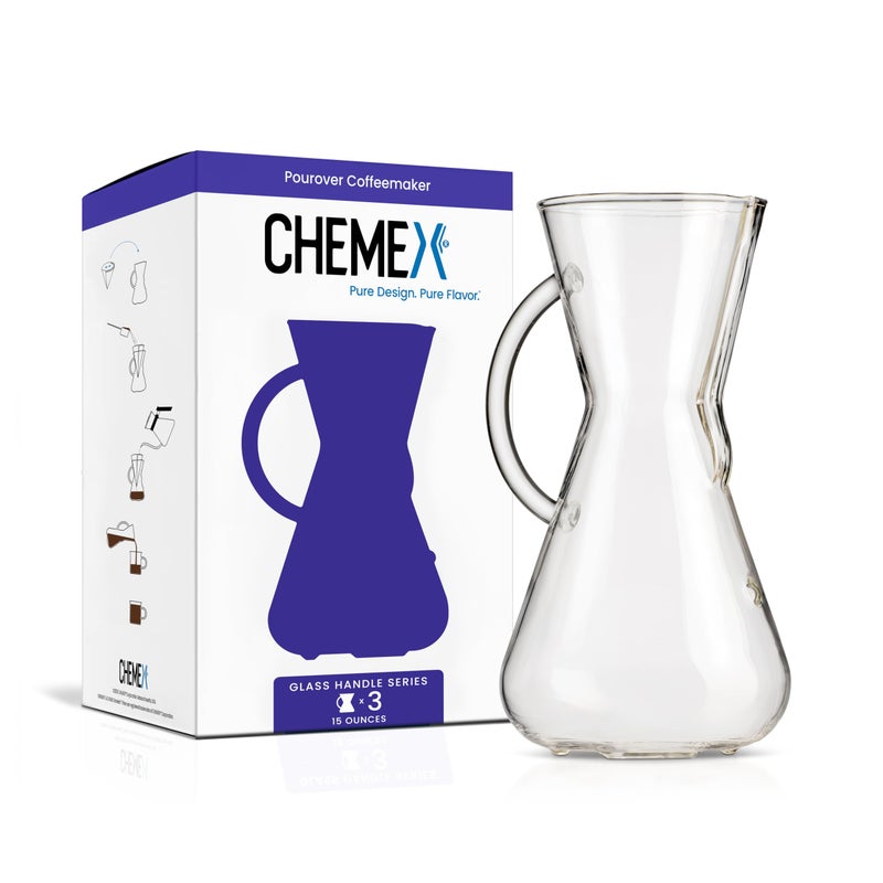 Chemex Pour-Over Glass Coffeemaker - Glass Handle Series - 3-Cup - Exclusive Packaging - Image 1