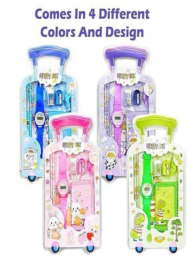 KHUSHA CREATIONS Kids Stationery Gift Set with Digital Watch, Wallet, Pencils, Eraser, Sharpener & Box | Trolley Shape Happy Day Stationery Combo for Boys & Girls | School Gift, Birthday Return Gift Set - Image 5