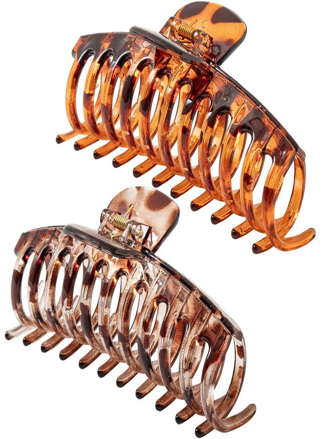 Accglory 5.5 Inches Extra Large Hair Clips for Long Thick Hair Women’s Jumbo Hair Claw Clips 2 Counts in Set Hair Accessories (light leopard and coffee leopard) - Image 1