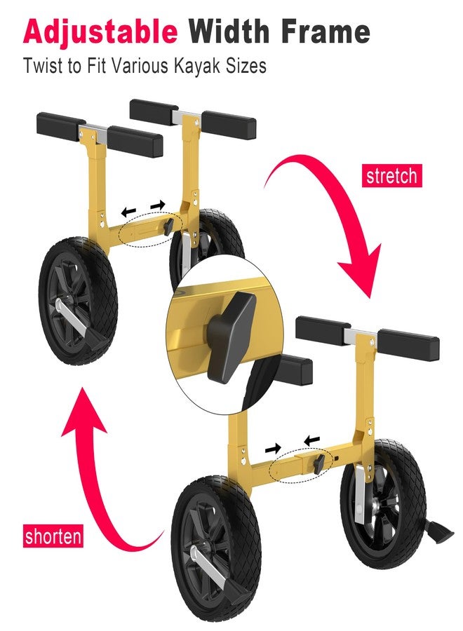 GanFindX Heavy Duty Kayak Cart | Adjustable Foldable Trolley with Durable Wheels, Portable Kayak Transport Cart, Tie-Down Straps Included (Foldable Version) - Image 2