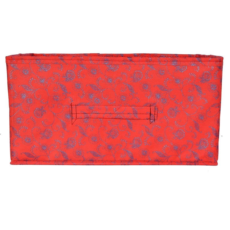 Kuber Industries Kuber Industries Metalic Floral Print Flodable Rectangular Storage Box For ToysStorage Box For ClothesDrawer Storage And Cloth OrganizerCloset Organizer For Wardrobe Red - Image 5