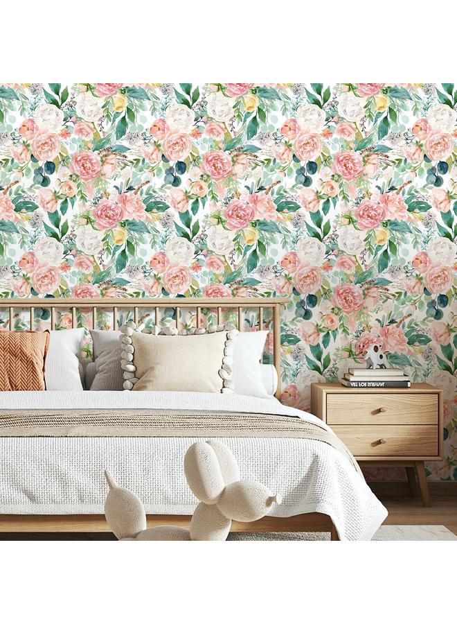 Bluejw Romantic Watercolor Flower Self-adhesive Wallpaper Small Fresh Style Living Room Dormitory Bedroom Renovation Wallpaper  HotRW229 - Image 2