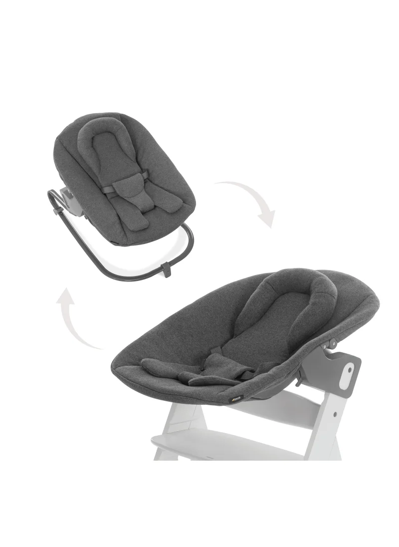 hauck Newborn Bouncer Premium Attachment For High Chair Alpha And Beta From Birth - 2 In 1 Baby Attachment (Lounger And Rocker) For Newborns With Adjustable Backrest And Cotton - Dark Grey