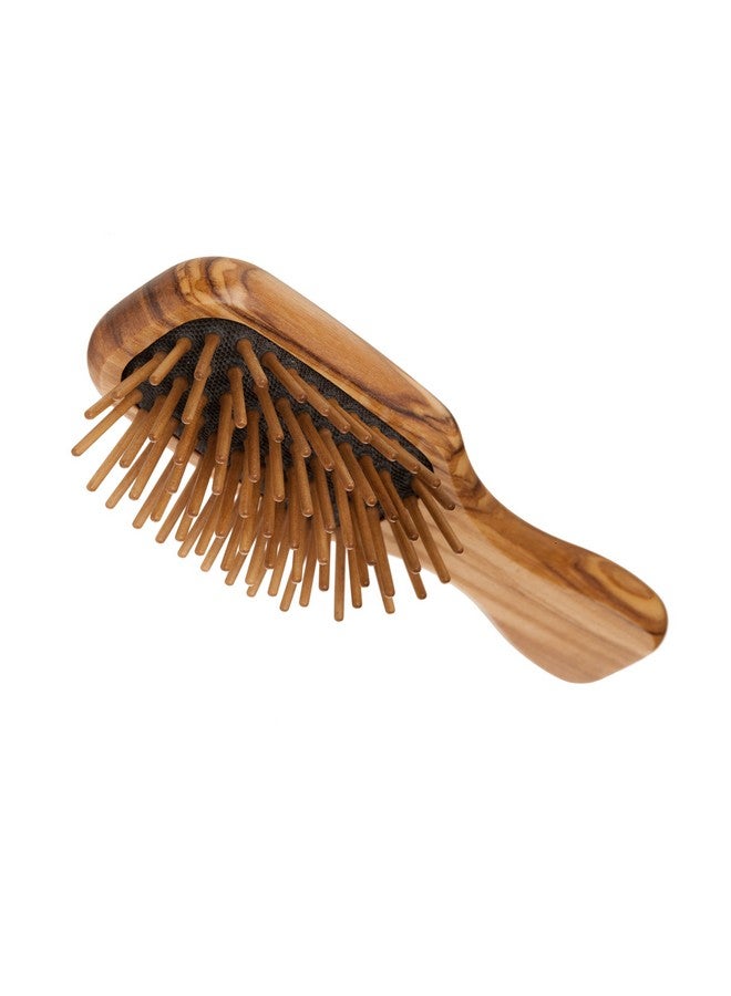 REDECKER Walnut Pin Mini Pocket Hairbrush With Waxed Olive Wood Handle 41/2Inches - Image 3