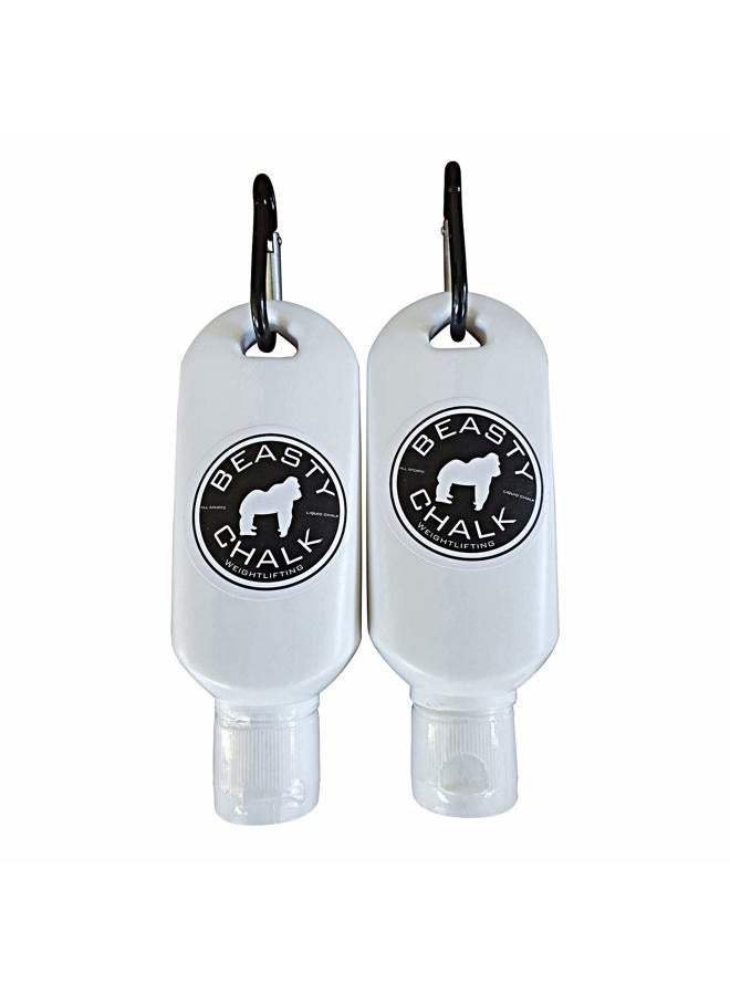 Beasty Chalk Liquid Chalk Combo Pack – 2-Pack (60ml Each) Grip Enhancer with Carabiners for Weightlifting, Climbing, Gymnastics & More – Long-Lasting, No-Mess, Fast-Drying Formula - Image 1