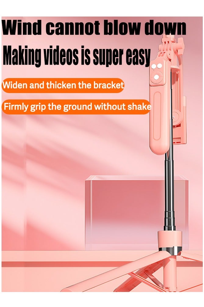 66.9 inches(170cm) Selfie Stick Tripod, Extendable Tripod with Rechargeable Bluetooth Remote,Removable 2pcs fill light， Compatible with iPhone and Android Smartphones, Perfect for Travel, Vlog, Video and Photo, Pink - Image 4
