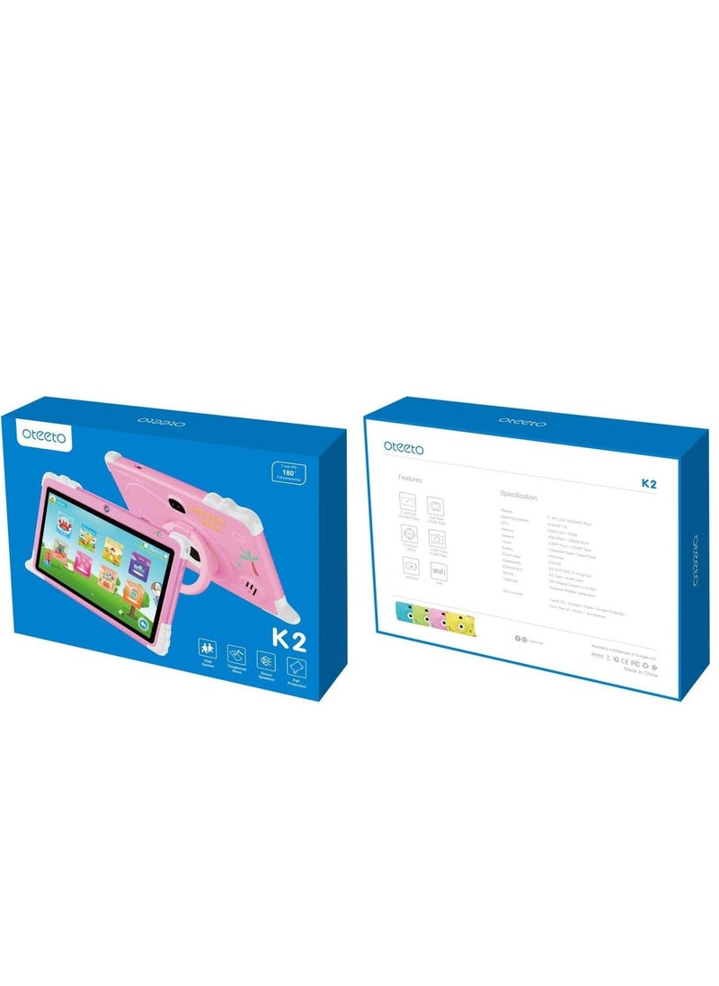 Oteeto - Oteeto Tab K2 Kids Tablet – 7" HD Display, Android, Parental Control, Learning Apps, WiFi, Kid-Proof Case – Educational Tablet for Kids (Ages 3–12), Green - Image 1
