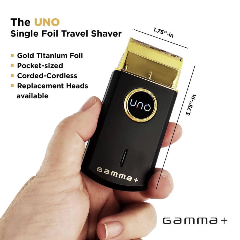 Gamma جهاز حلاقة الرجال المحمول بدون سلك بحجم ميني من GAMMA+ Uno، قابل لإعادة الشحن عبر Micro-USB للشعر القصير، أسود - Image 2