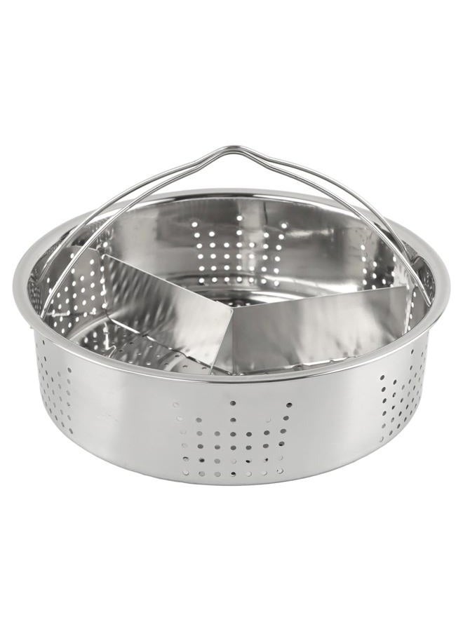SYCOOVEN Stainless Steel Vegetable Steamer Basket, Insert Steaming Rack with Handle, Mesh Steaming Basket Holder Trio Separator Set for Pressure Cooking(SIZE:21 * 13cm) - Image 1